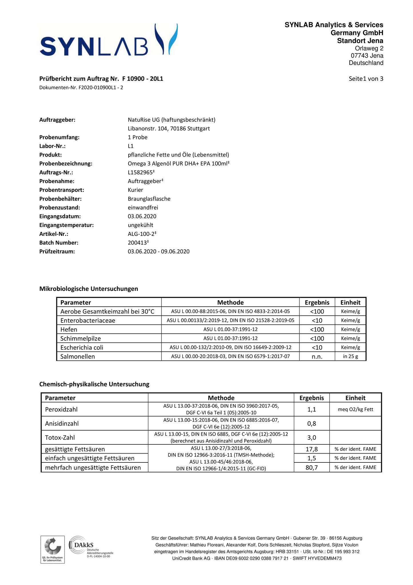 Huile d'algues oméga-3 (100ml)